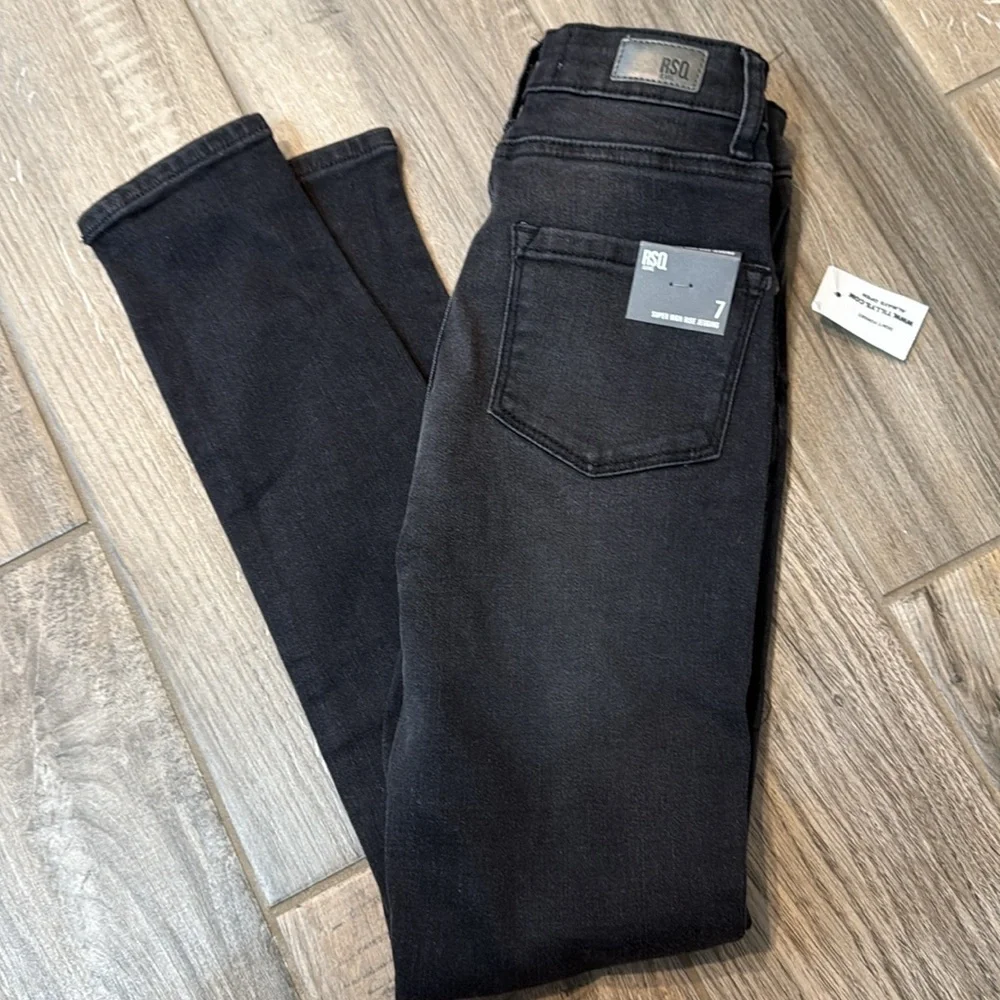 RSQ Girls Super High Rise Jeggings Black Distressed Size‎ 8 NWT